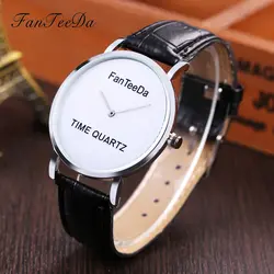 Fanteeda Роскошные брендовые Дизайн ERS часы Для женщин высокое качество кожаным ремешком Модные Простые Дизайн Кварцевые женские наручные часы