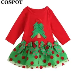 COSPOT Новогоднее платье для маленьких девочек с длинными рукавами для девочек осень-весна балетные пачки для девочек хлопковые Повседневные