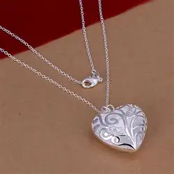 925 пробы Серебро Трехмерной Сердце ожерелье 18 дюймов простой форме сердца модные Роло ожерелье N224
