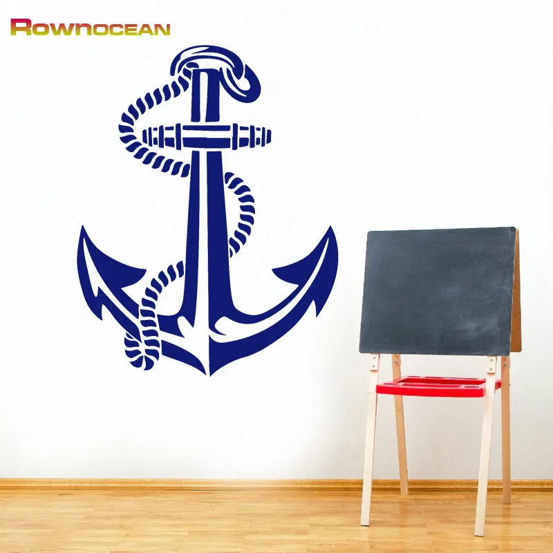 ROWNOCEAN Nautical Home Decor Anchor Art Wall Stickers For Kids Rooms PVC Wallpaper Mural Room Decoration DIY Custom Color C-15