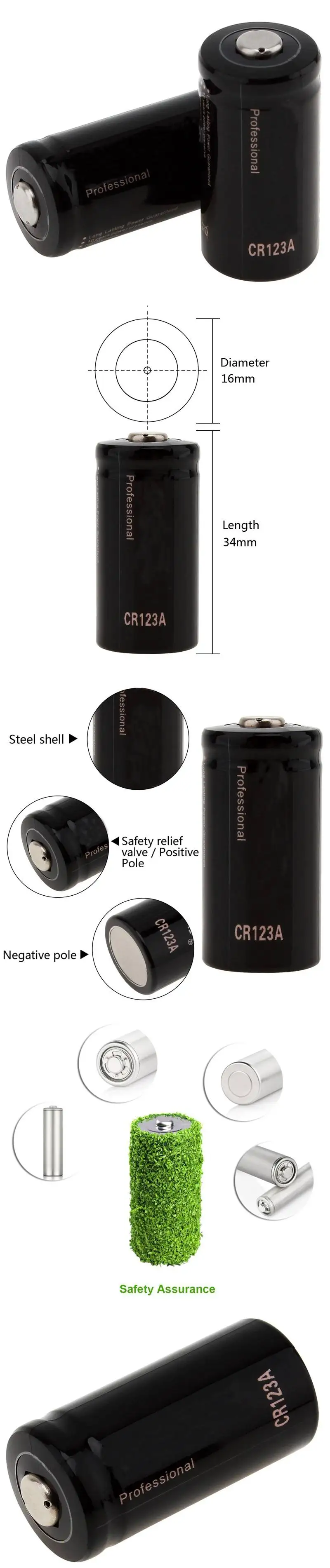 2 шт. Soshine 3 в 1600 мАч CR123A литиевые батареи литий-ионная батарея с батарейным отсеком чехол для Flashilight инструмент игрушка