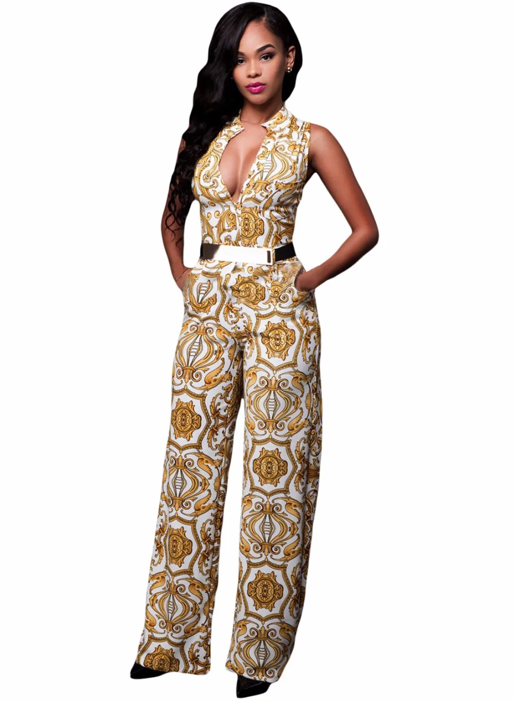 White-Yellow-Tapestry-Print-Belted-Jumpsuit-LC64195-1-2