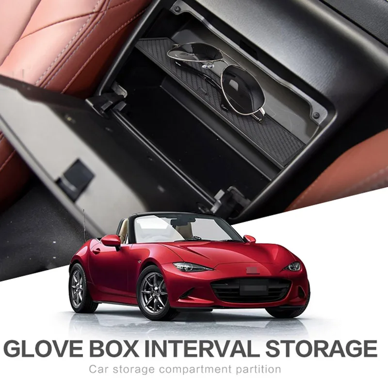 linfei Auto Handschuhfach Intervallspeicher Für Mazda Mx-5 Rf Miata 2015-2019 Aufbewahrungskonsole Aufräumen Box Schwarz Zentrale Aufbewahrungsbox 