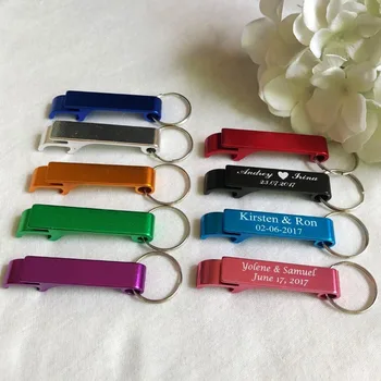 

100pcs Personalized Engraved Bottle Opener Key Rings Wedding Name and Date Wedding Day Keepsake Customs Wedding Favor Gifts