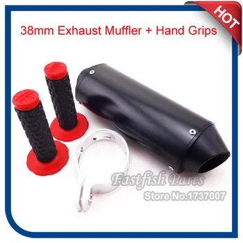 

38mm CNC Exhaust Muffler + Hand Grips For Kayo BSE SSR Chinese Pit Dirt Bike Motorcycle