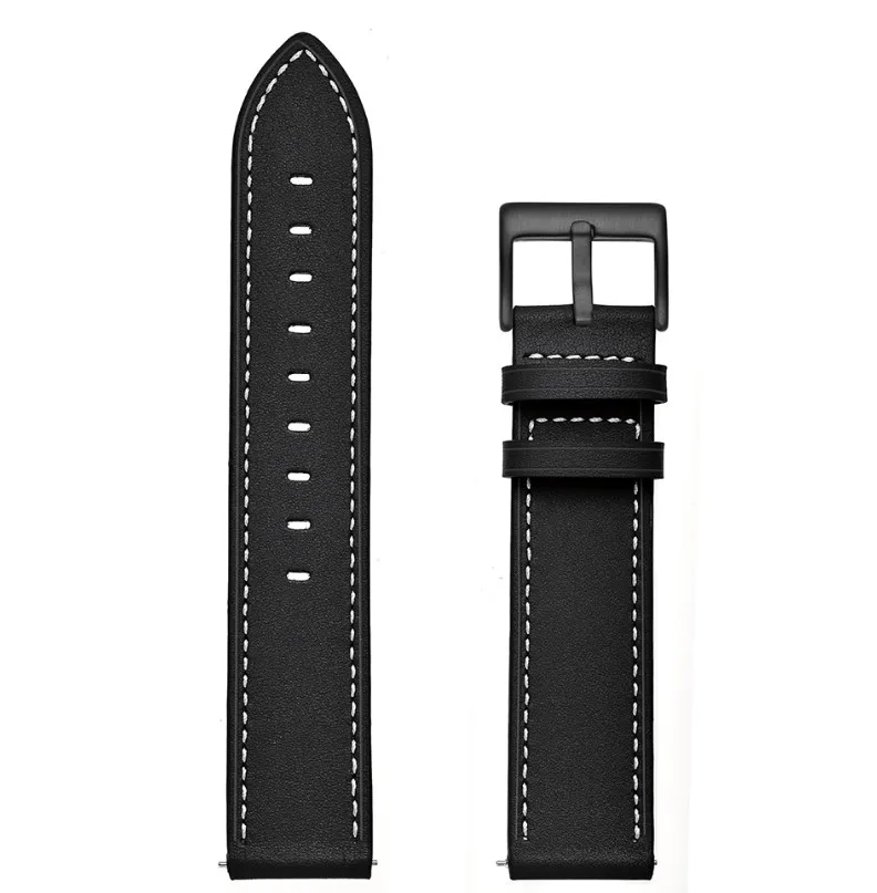 20 мм ремешок для часов из натуральной кожи для оригинальных часов xiaomi Amazfit huami amazfit bip ремешок для часов samsung S2 браслет ремешок - Цвет: 20mm Black