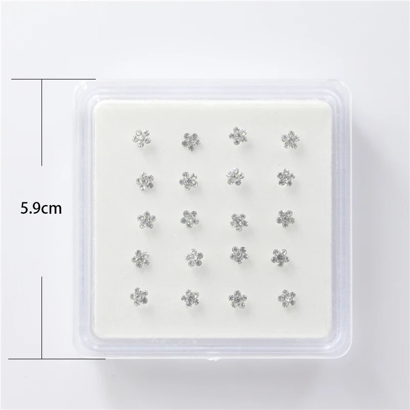 Body Nose Piercing Jewelry Nose Rings Studs For Women Colored Crystal Flower Nail Jewelry 20Pcs/Box nose rings,piercing jewelry,nose studs,body piercing jewelry,body jewelry