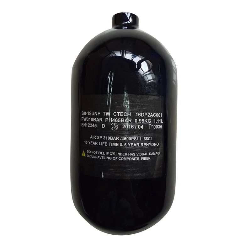 

SPUNKY Paintball 68Ci 1.1L HP Air Carbon Fiber Tank 5/8''-18UNF with EN / DOT Certificated