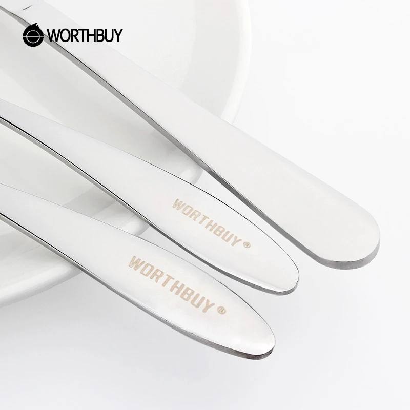 WORTHBUY Западная столовые приборы набор нержавеющая сталь столовые приборы, для кухни посуда с длинной ручкой ножи Ложка Вилка для пикника набор посуды