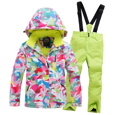 Детская одежда; Зимний лыжный костюм; ветрозащитная Водонепроницаемая Лыжная куртка 10000 мм; детский зимний комбинезон; лыжная одежда для мальчиков и девочек - Цвет: 6