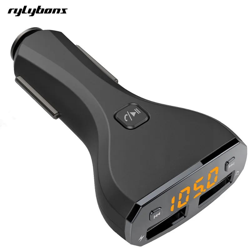 

Car Charger Bluetooth Handsfree Car kit With FM Transmitter and 2.4A Built-in Microphone With Voice Prompts Incoming Call Number