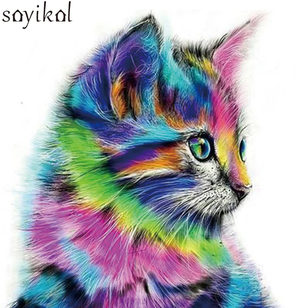

5D DIY Diamond Painting Cartoon Cats Colorful Animals Mosaic Embroidery Cross stitch Diamond Painting Full Round Crafts Decor