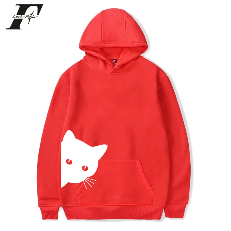 Japan Harajuku Women Kawaii Cat Hoodies Tops Cute Cartoon looking