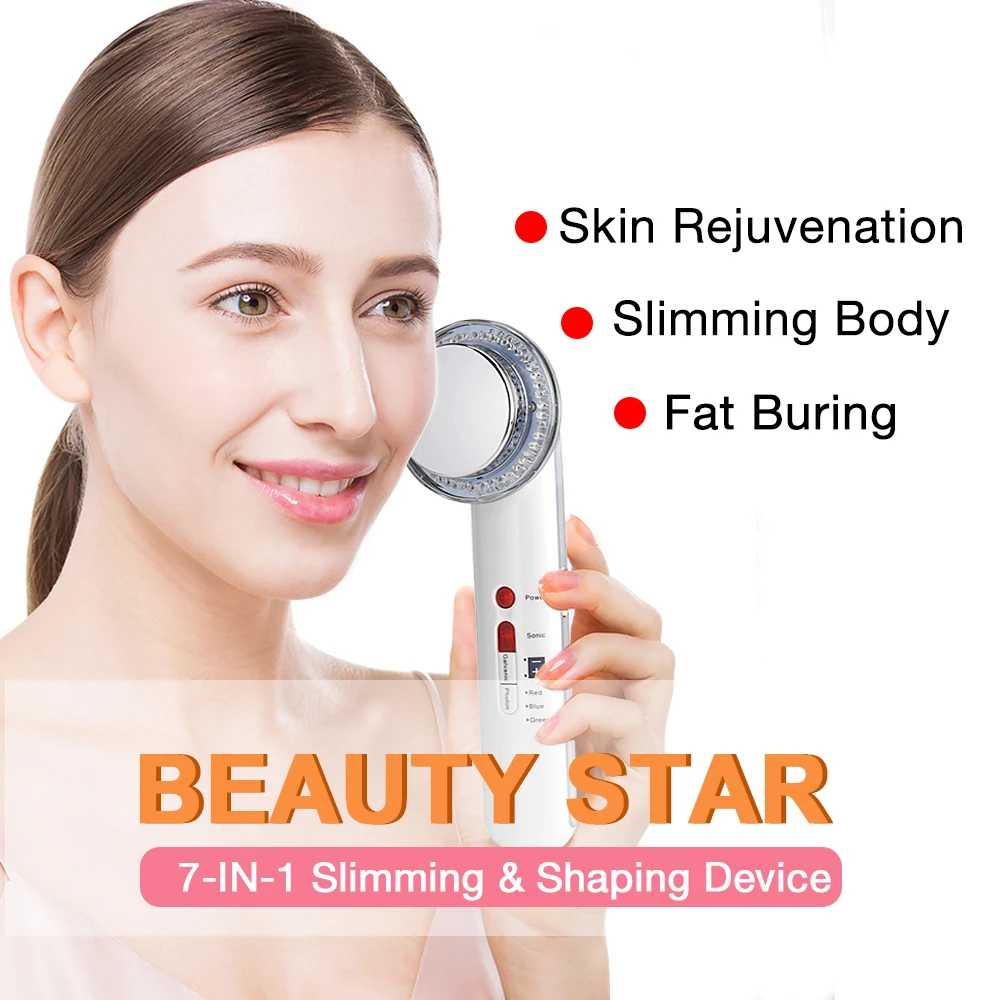 Ультразвук Beauty Star 7 в 1 для похудения светодиодный массажер лица кавитационной