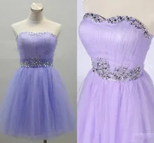 A-Line Strapless Crystal Lace-Up Short Bridesmaid Dresses 2016 New Popular Wedding Party Dress