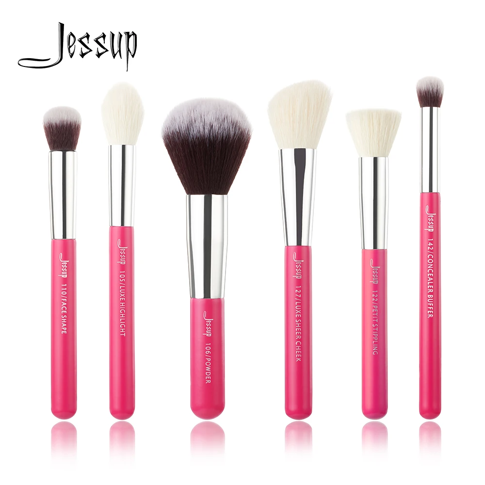 Beste Jessup Rose carmin Zilver Professionele Make Borstels Borstel set Schoonheid Gereedschap Maken Cosmetics kit Buffer Verf Cheek hoogtepunt