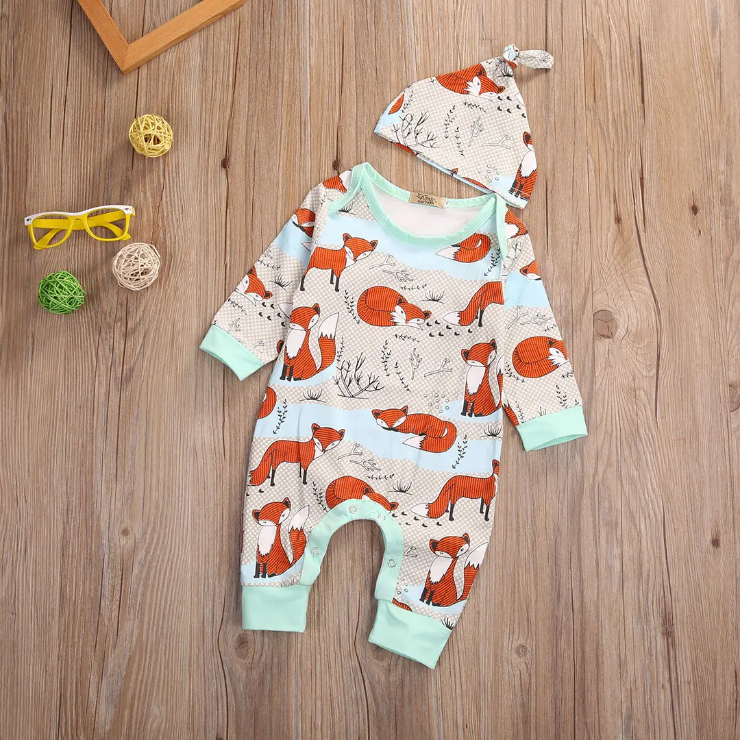 Детский комбинезон с длинным рукавом принтом лисы|boy girl clothes|romper childrenbaby boy |