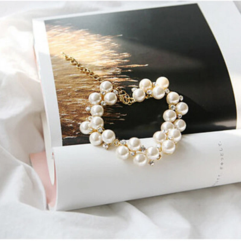 

Delicate Elegant Bracelet Charm Crystal Cubic Zircon Pearl Beads Bracelet Cuff Chain For Women Jewelry