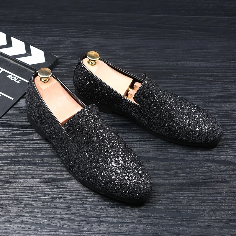 designer shoes men silver gold spiked loafers male rhinestone luxury brand dressing moccasins studded cool flats shoes for men (55)