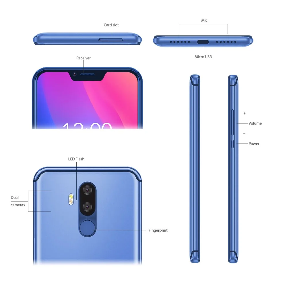 Vernee M8 Pro 6 2 ''notch Экран ГБ 64 Гб Смартфон Android 8 1 Octa core телефон 4100 мАч двойная камера