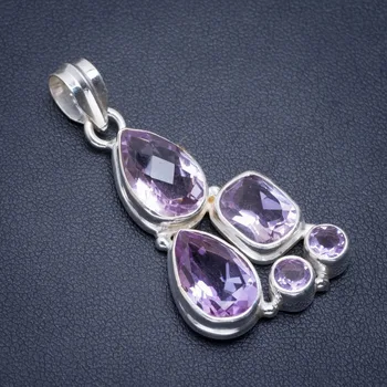 

Natural Amethyst Handmade Unique 925 Sterling Silver Pendant 1.75" A1796