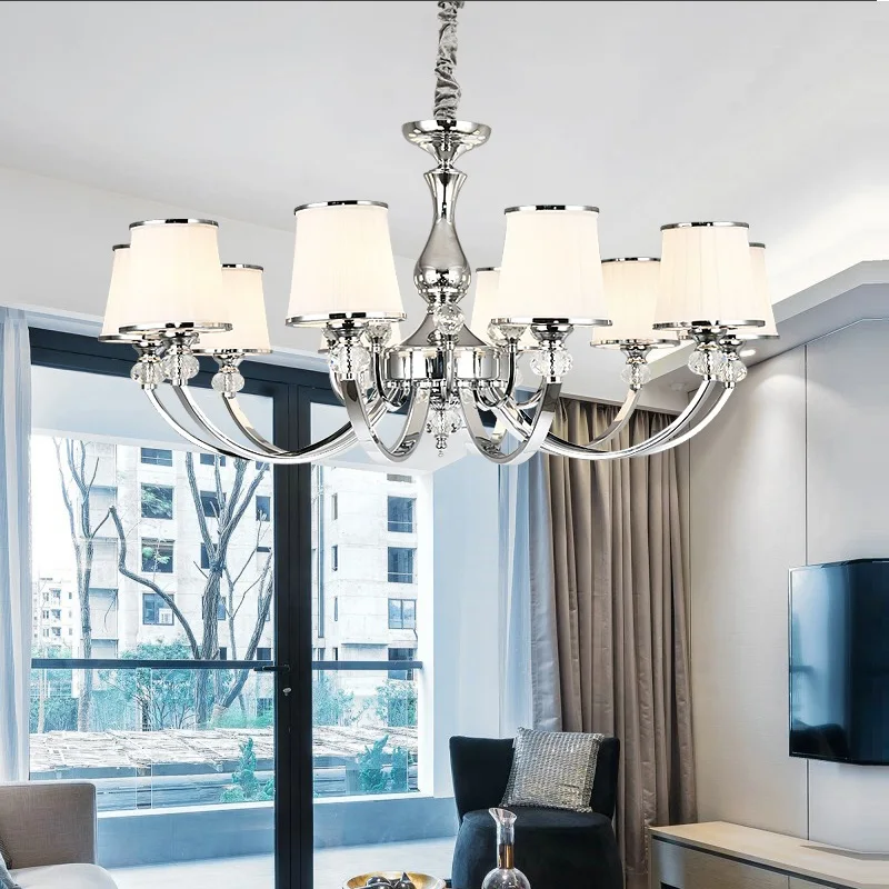 

Modern Led Chandelier Lighting Crystal Living Room Led Pendant Chandeliers Lights Bedroom Led Hanging Light Lustre Chrome Metal