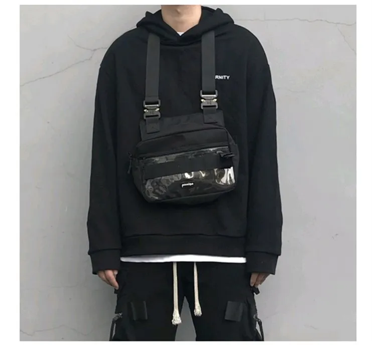 

Men Tactical Function Shoulder Bag Multi-pocket Hip Hop Streetwear Men Women 2019 Fashion Tactical waterproof Chest Rig Bum Bag