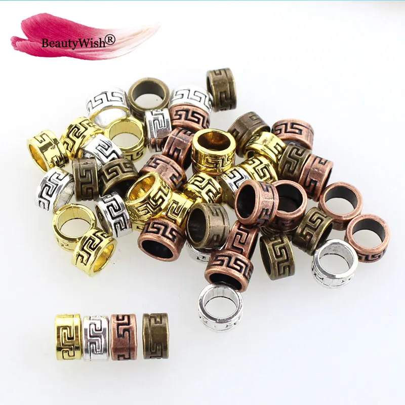 

Metal Dreadlocks Ring 20Pcs Gold Dreadlock Cuffs Beads--Dread Hair Beads 5.MM Hole&Free Tibetan Silver Beads Mix color Hair Bead