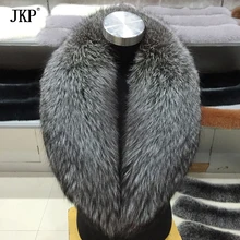 

Winter Women Real silver Fox Fur Collar Fur Scarf Neck Warmer Wrap