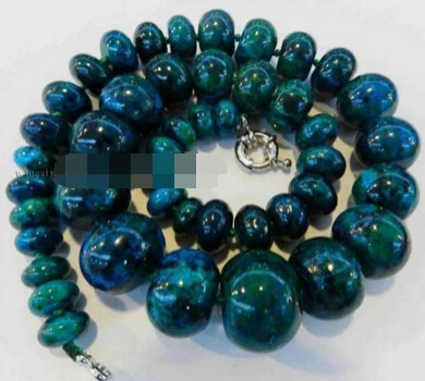 

Jewelr 005739 Charming!10-20mm Azurite Phoenix Stone Roundel Beads Jewelry Necklace