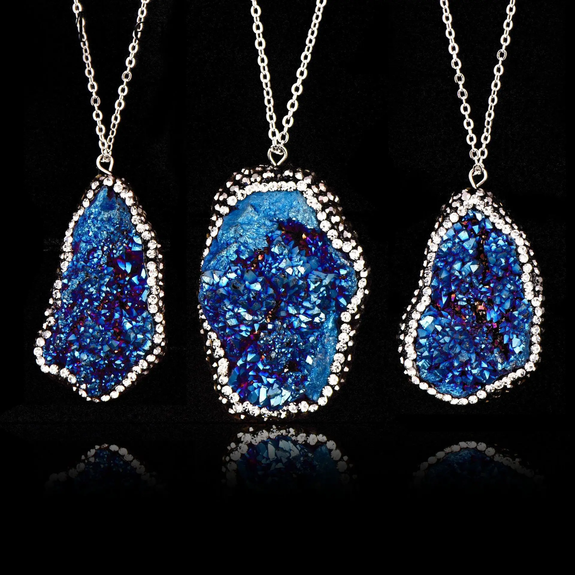 

3UM Rhinestone Stone Necklace For Women Men Natural Stone Necklace Irregular Stone Pendant Necklace Lovers Gift Drop Shipping