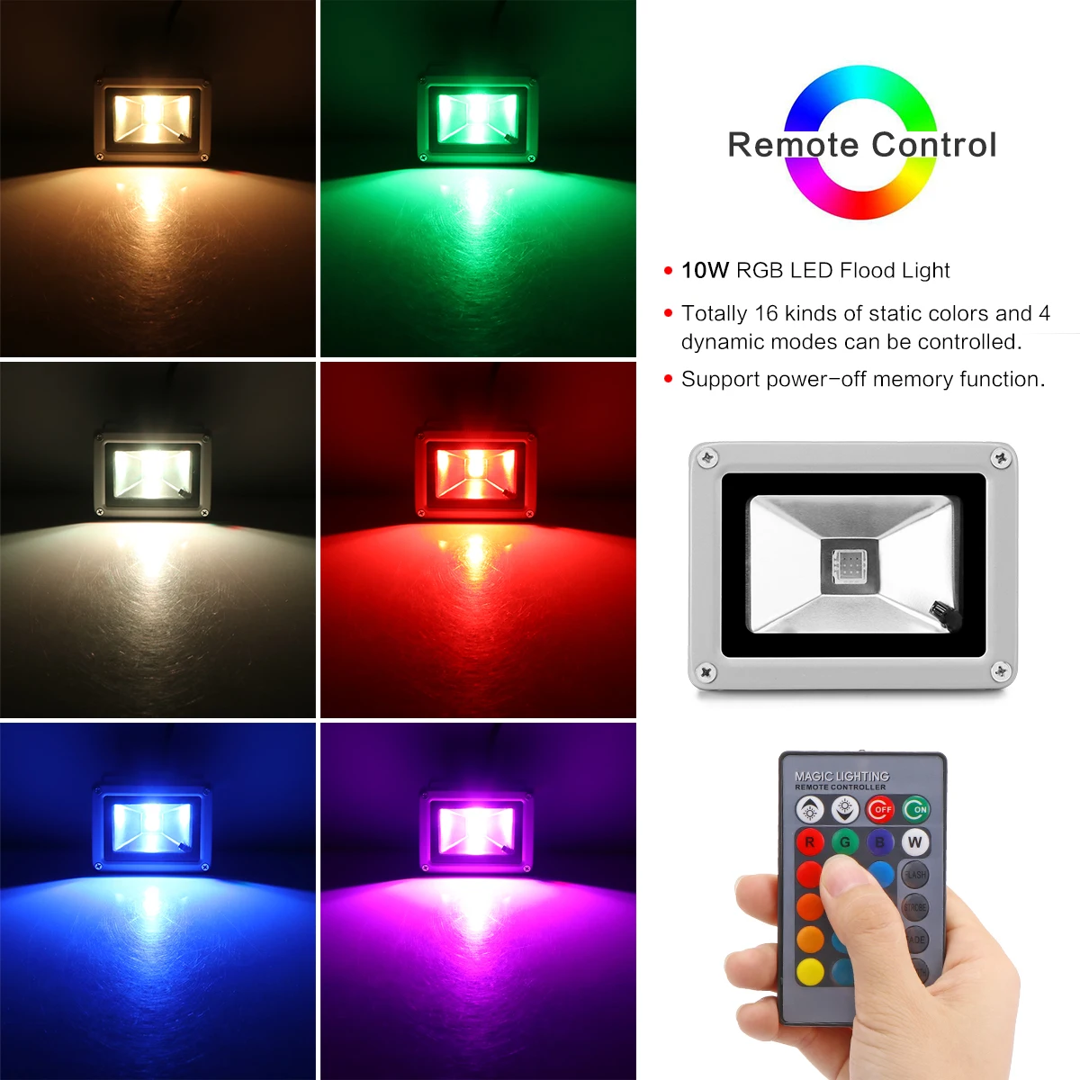 Светодиодный прожектор RGB водонепроницаемый IP65 10 Вт 100 245 В светодиодный