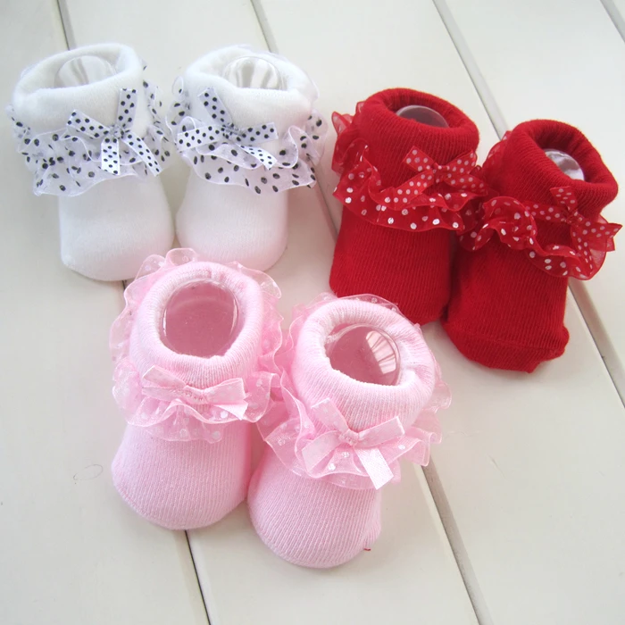 Bas en dentelle pour nouveau-nés 0-3 mois | Chaussettes de princesse, en coton, pour l'été, printemps et automne