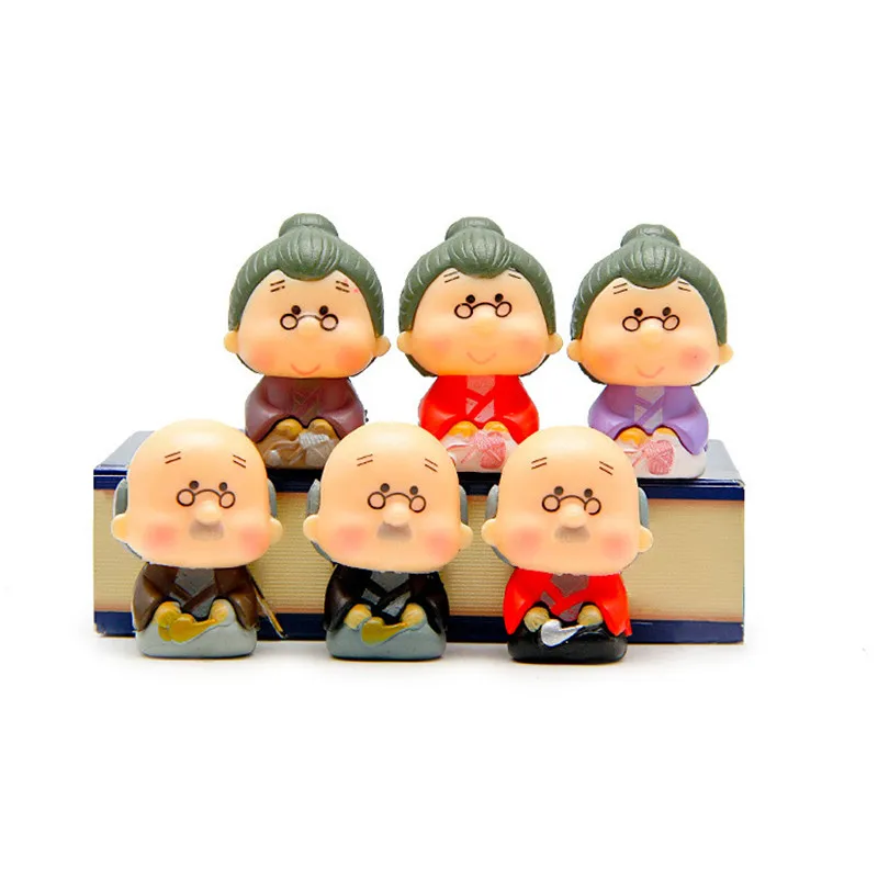 Kindly !! 6pcs/set 2.2*3cm Grandfather Grandmother Model Action Figure