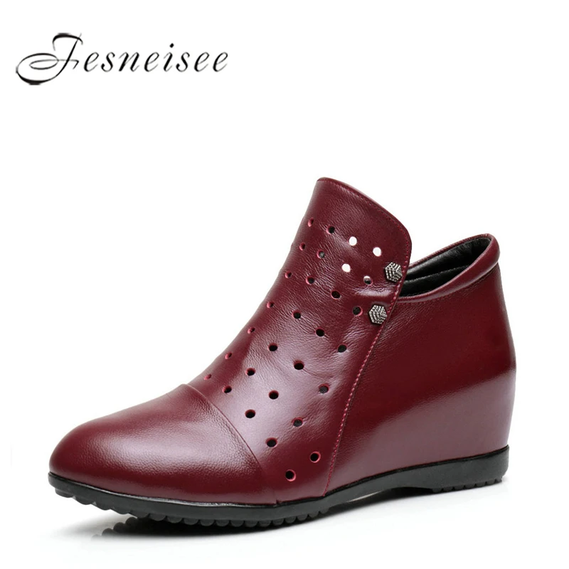 

2019 New Spring Women Boots Genuine Leather Flat Heel Ankle Shoes Women Casual Boots Female Flats Zipper Boots Size35-40 4