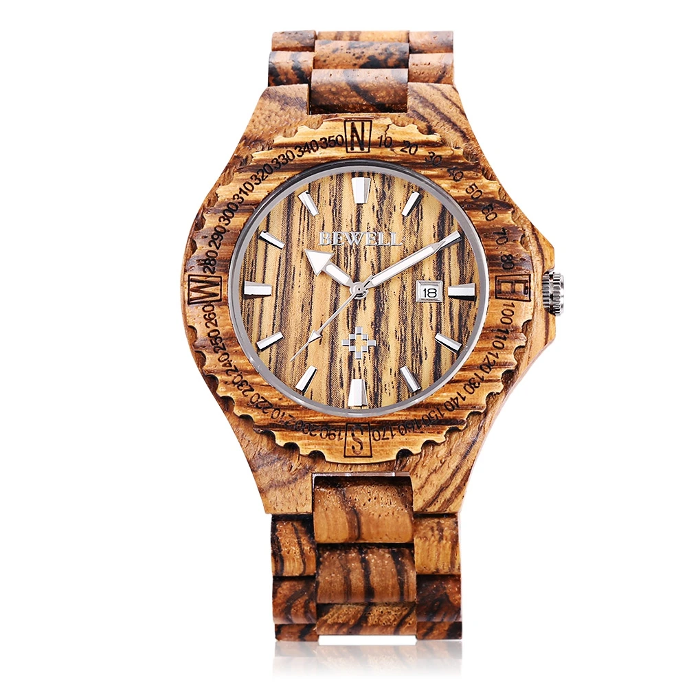 BEWELL мужские деревянные часы водонепроницаемые кварцевые часы Деревянный ремешок Календарь Роскошные мужские часы relogio masculino
