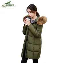 Winter new Down cotton Outerwear women’s medium long White duck down Jacket coat women hooded slim warmer coat clothing OKXGNZ