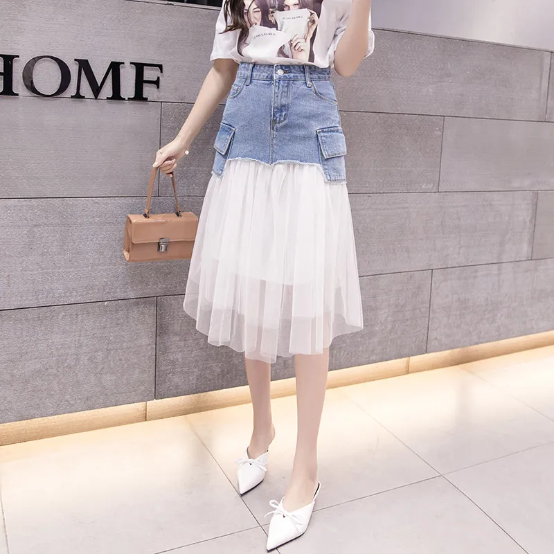 jeans skirt with tulle