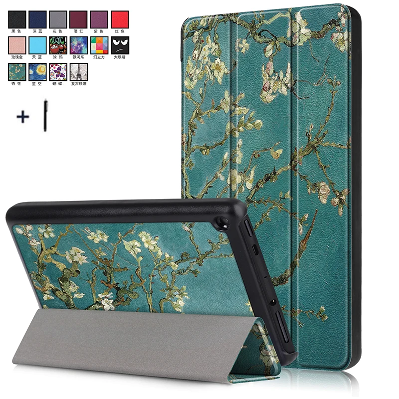 

For Amazon New Kindle Fire 7 2019 manet Print Flip Leather Case Cover For Amazon Kinlde Fire 7 2019 Capa Fundas With Stylus