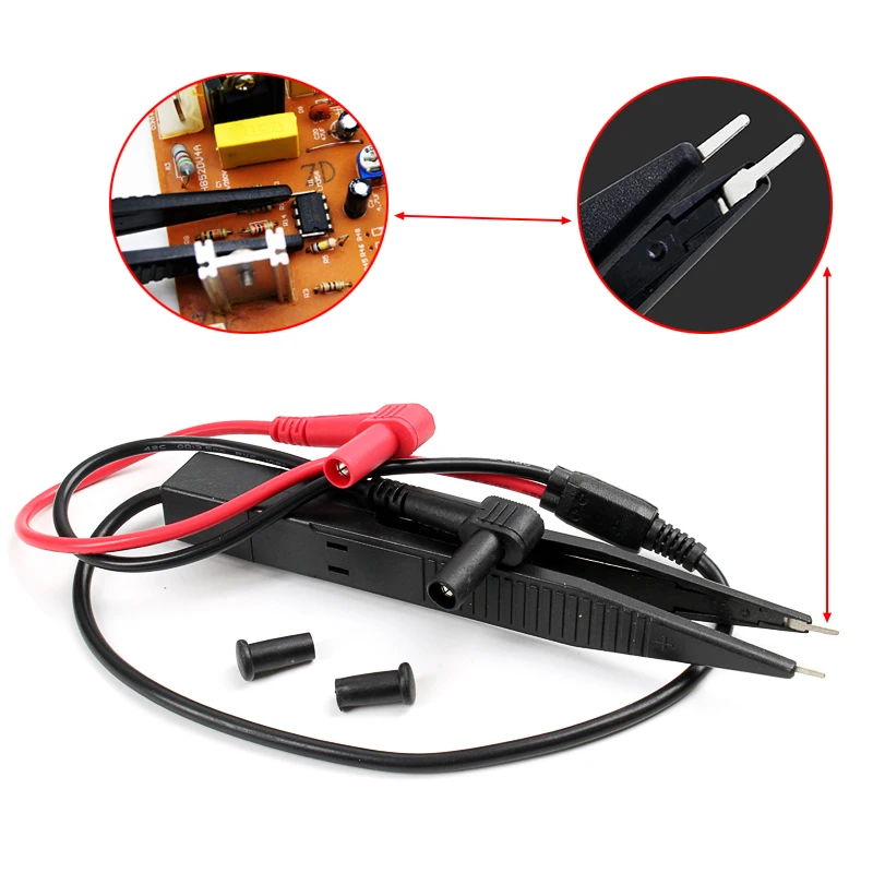 1 pair Test Clip Probe Tweezers for Resistor Multimeter Capacitor Tester Lead ProbeSMD Inductor Wire Pen Cable (5)