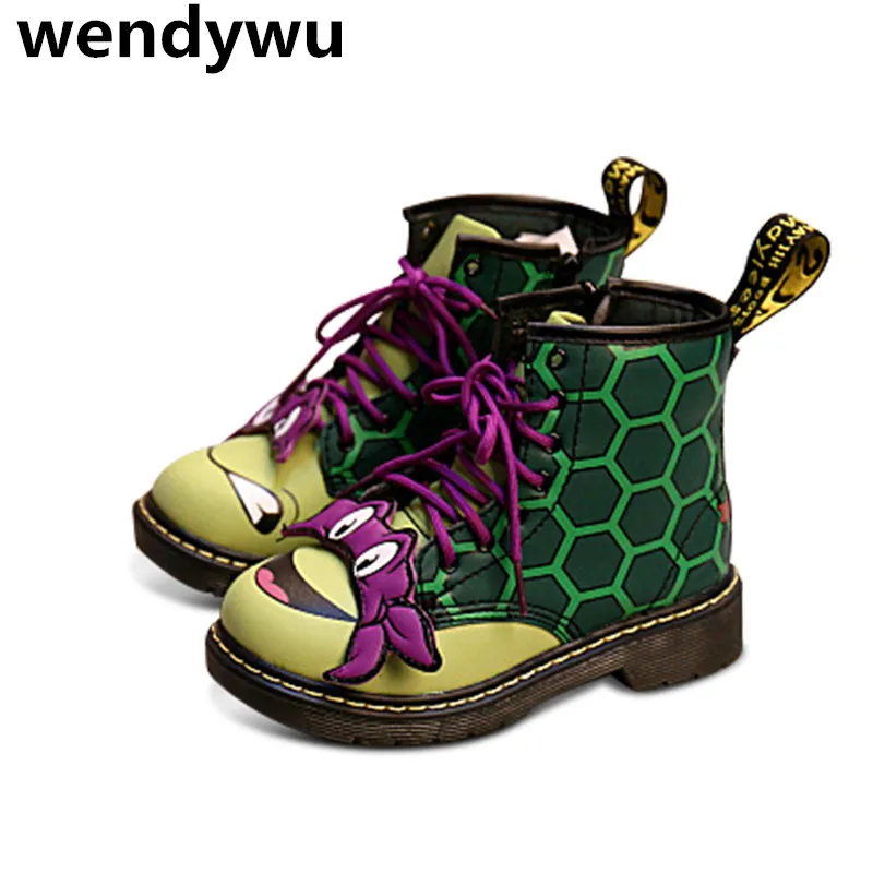 

WENDYWU spring autumn children fashion boots for boys pu leather shoes toddler pink boots baby girls brand martin boots