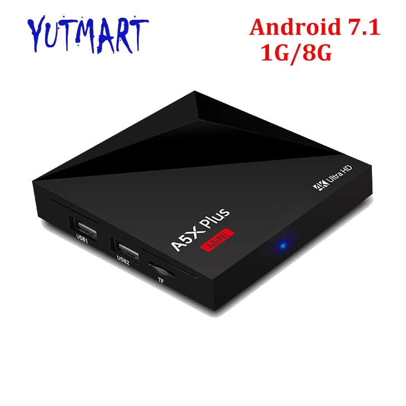 

5PCS [A5X PLUS] Full HD Media Player H.265 4K Support 1GB DDR3 8GB eMMC Quad Core Smart Android 7.1 RK3328 TV Box A5X Plus