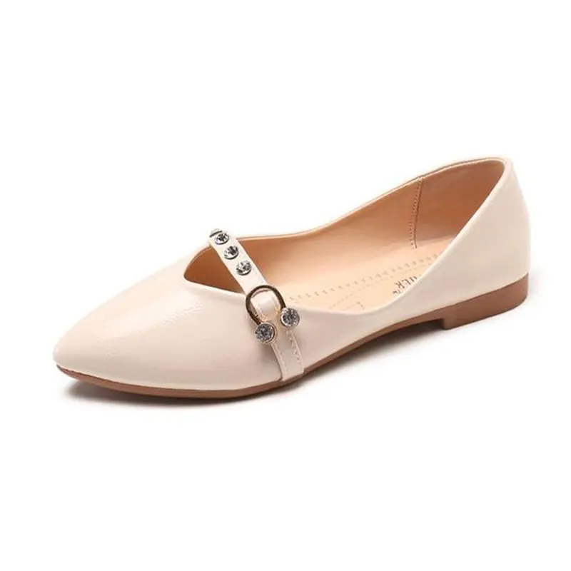 Chaussures Plates Boucle Femmes Pointu Mocassins Beige En Ballerines red black Nouvelle D'été Bout Peu Mode Profonde Verni Cuir Tangnest Sangle Sexy pZ7Pqx1w