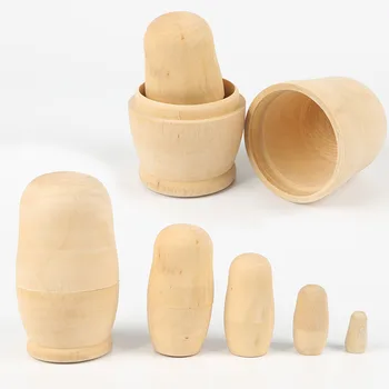 

Russian Nesting Doll Blank Matryoshka Matreshka Wood Unpainted DIY Handicraft Children Toys