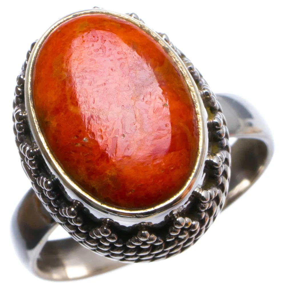 

Natural Sponge Coral Handmade Unique 925 Sterling Silver Ring, US size 7 X2269