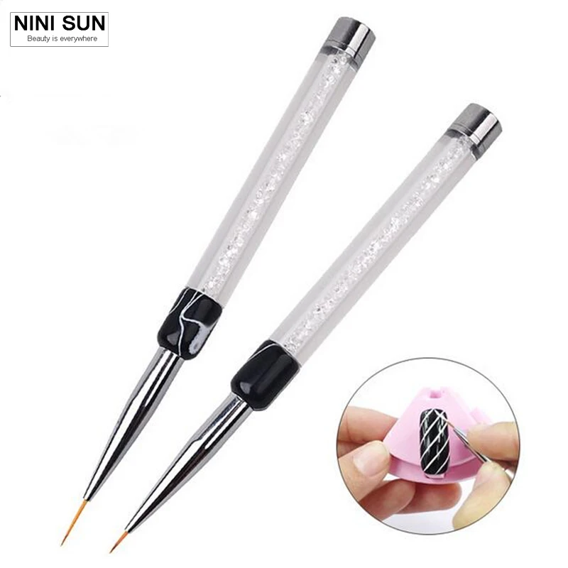

Klimonla Nail Brush 7/11mm Crystal Acrylic Nail Art Brushes UV Gel Painting Line Brush Nylon Hair Pen Manicure Nail Liner Tools