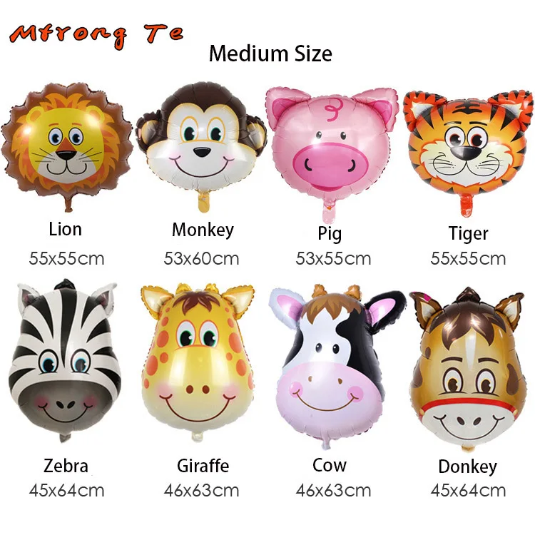 

6pcs/lot animal Head Foil Balloon safari themed party Giraffe&monkey&zebra creative Animal birthday party decoration kids toys