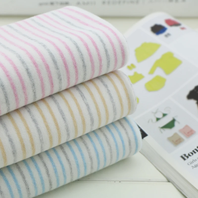 

50*160cm width strip cotton knitted baby jersey fabric DIY sewing fashion apparel fabric by half meter