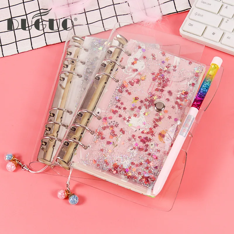 

DUGUO cute stationery little fairy hand book unicorn loose-leaf notebook travel plan this kawaii sandpaper notebook gel pen set