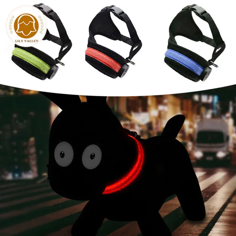 Dog Harnesses Mesh Luminous Pet Dog Collar Pet Products Attractive